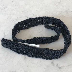 LOFT navy glass beaded stretch belt NWT